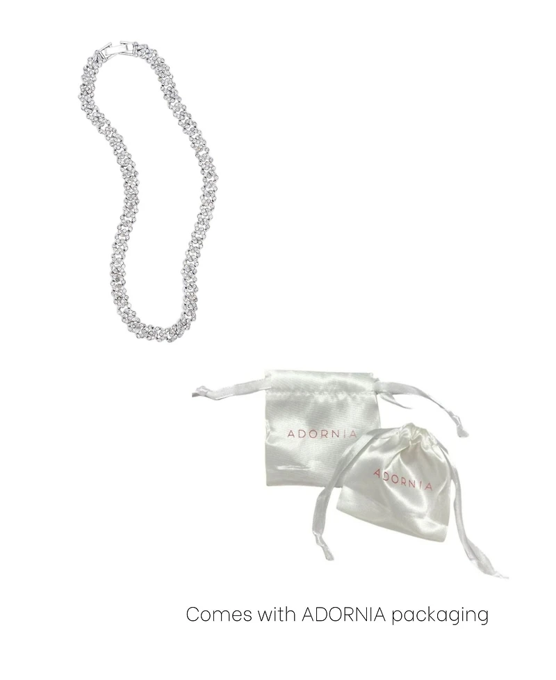 Adornia Silver 10" 8mm Crystal Curb Chain Anklet