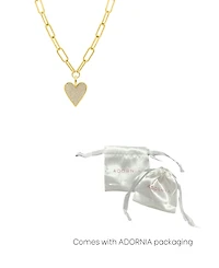 Adornia Gold Adjustable Chunky Paperclip Link Pave Heart Necklace