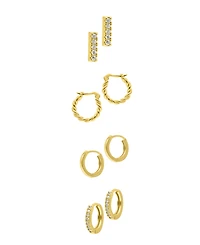 Adornia Gold Set of 4 Mixed Earrings