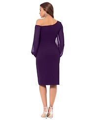 Betsy & Adam Women's One-Shoulder Sheer-Sleeve Midi Dress