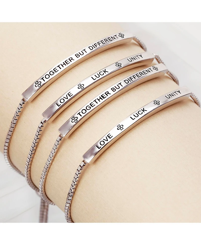 Bling Jewelry Ayllu Inspirational Symbol Heart Infinity Clover Love Luck Unity Bff Together But Different Words Bolo Bracelet Sterling Silver
