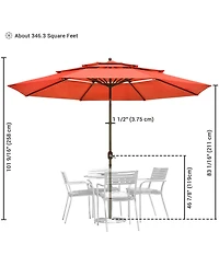 Yescom 11 Ft 3 Tier Patio Umbrella with Crank Handle Push to Tilt Outdoor Pool