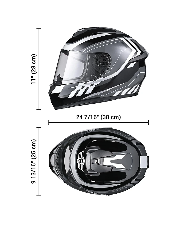 Ahr Run-F3 Full Face Motorcycle Helmet Dot Approved Removable Liner Street Bike S