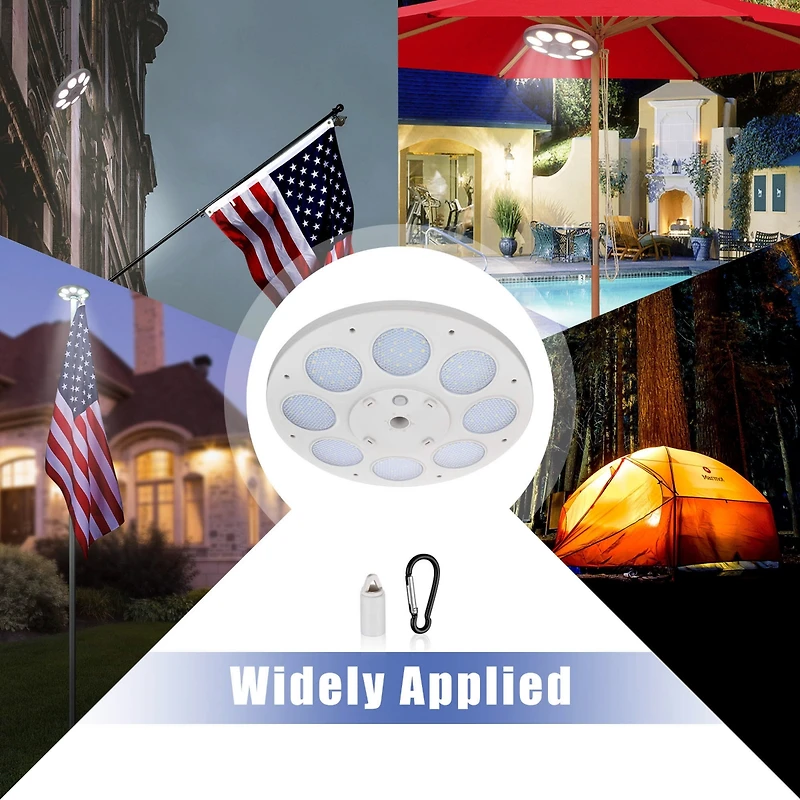 Yescom Bravery 20 Ft Sectional Aluminum Flag Pole Kit with 136 Led Solar Light Us Flag Garden