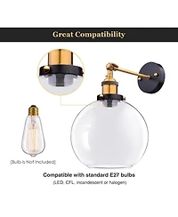 Vintage inspired Industrial 7.9" Bell Shape Glass Light Wall Sconce Edison Lamp Transparent