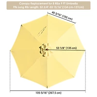 9' Umbrella Canopy Replacement 8 Rib Outdoor Patio Garden Top Cover UV30+ 180g