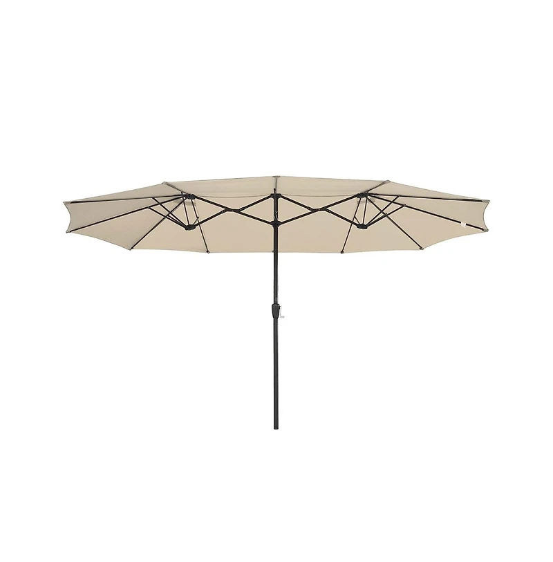 15FT Double-sided Patio Umbrella Sun Shade Fade Resistant Crank Outdoor Garden Market Red