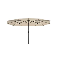 15FT Double-sided Patio Umbrella Sun Shade Fade Resistant Crank Outdoor Garden Market Red