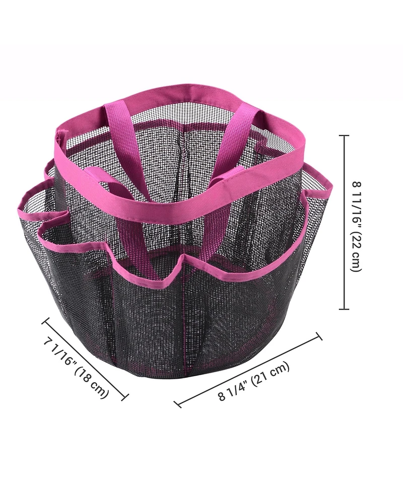 Yescom Portable Mesh Shower Caddy Tote 8 Pockets Bathroom Carry Bag Pink/Black Opt