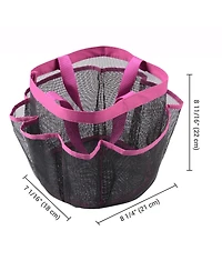 Yescom Portable Mesh Shower Caddy Tote 8 Pockets Bathroom Carry Bag Pink/Black Opt