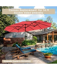 Yescom 14 Ft Replacement Canopy for 12 Rib Double Sided Patio Umbrella Market Table Top Outdoor Backyard Pool Restaurant