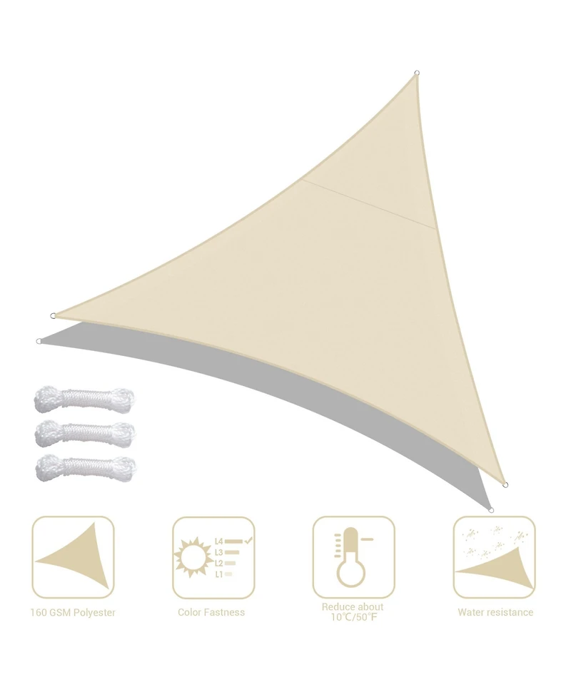 10 Ft Triangle Sun Shade Sail Canopy 97% Uv Block Patio Awning Outdoor Yard Deck
