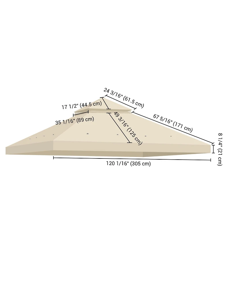 Yescom 10x10 Ft 2-Tier Canopy Top Replacement for Petpvilit Gazebo Outdoor Patio Cover
