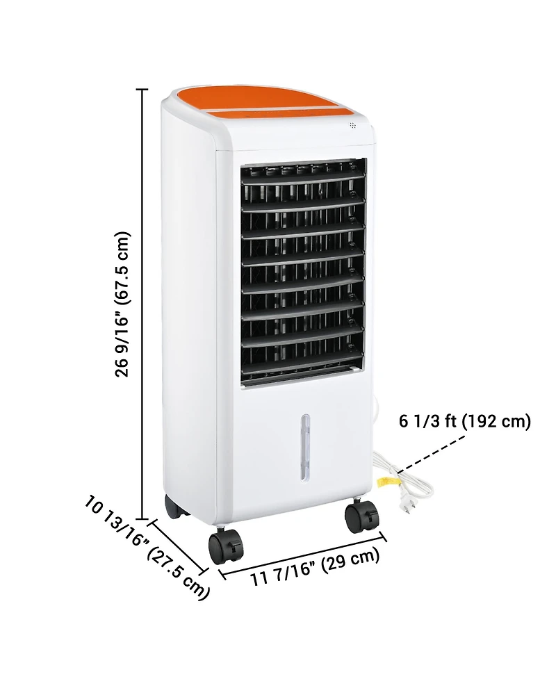 Yescom Evaporative Air Cooler 65W Portable Cooling Fan with Humidifier 3 Speeds & 12H Timer Remote Control 2 Water Tanks & 4 Ice Packs for Home Bedroo