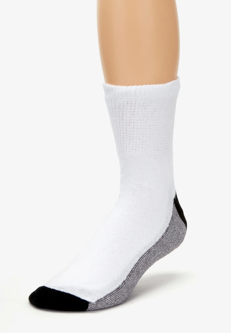 KingSize Big & Tall 1/4" Length Cushioned Crew 6 Pack Socks