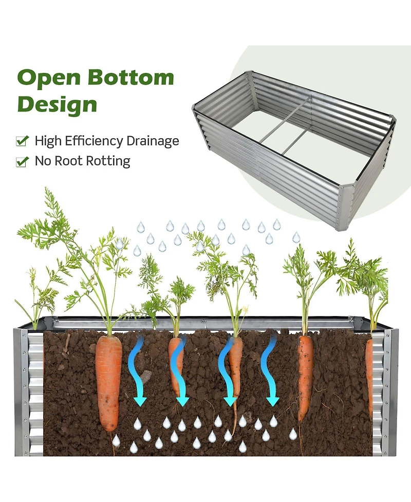 6 x 3 x 2 Feet Rustproof Metal Planter Box with Ground Stakes for Plants