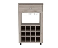 Fm Furniture Ace Bar Cart, Twelve Built-in Wine Rack, Casters, Drawer