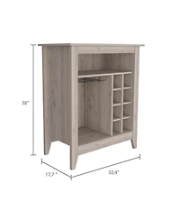 Fm Furniture Future Bar Cabinet, Six Built-in Wine Rack, One Open Drawer, One Open Shelf