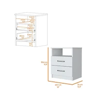 Fm Furniture Oklahoma Nightstand,Two Drawers, One Shelf