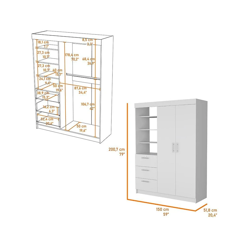 Fm Furniture Tempe 3 Drawers Armoire