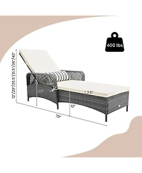 Inolait Outdoor Chaise Lounge Chair Recliner with 6-Level Backrest Cushion and Pillow