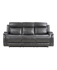 Homelegance White Label Wallstone 82" Double Reclining Sofa with Drop-Down Cup Holder