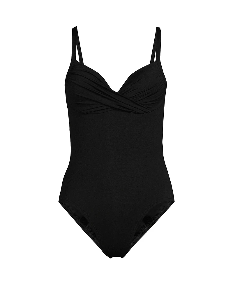 Lands' End Women's Sculpting Suit Targeted Control Draped One Piece Swimsuit