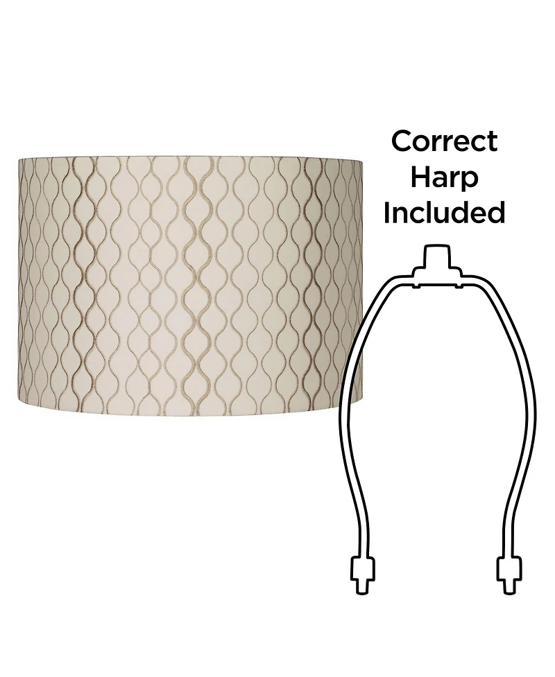 Springcrest Embroidered Hourglass Medium Lamp Shade 16" Top x 16" Bottom x 11" High (Spider) Replacement with Harp and Finial