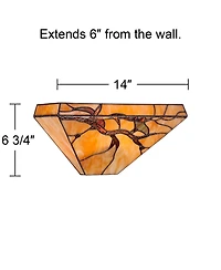 Robert Louis Tiffany Budding Branch Vintage Wall Light Sconces Set of 2 Copper Amber Art Glass Hardwire 14" Fixture for Bedroom Bathroom Vanity H