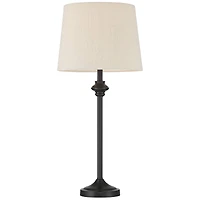 360 Lighting Lynn Modern Industrial Buffet Table Lamps 26" High Set of 2 Dark Bronze Metal Oatmeal Drum Shade for Bedroom Living Room Bedside Off