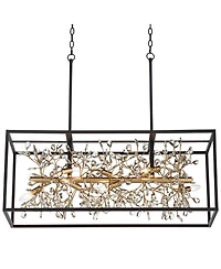 Possini Euro Design Carrine Black Gold Linear Pendant Chandelier 38 1/2" Wide Modern Clear Crystal 8-Light Fixture for Dining Room Kitchen Island