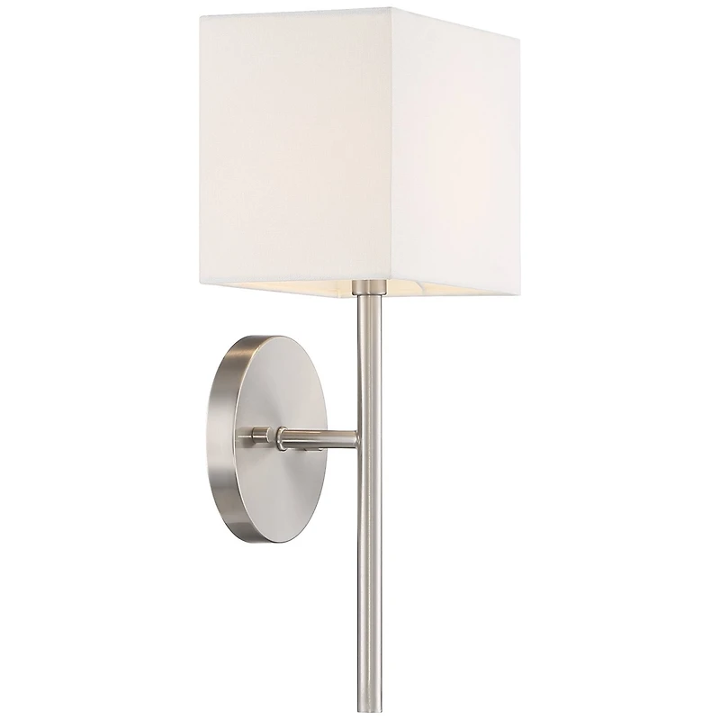 Possini Euro Design Favreau Modern Wall Light Sconce Brushed Nickel Hardwire 8" Fixture Rectangular Linen for Bedroom Reading Living Room Hallway