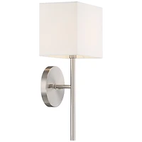 Possini Euro Design Favreau Modern Wall Light Sconce Brushed Nickel Hardwire 8" Fixture Rectangular Linen for Bedroom Reading Living Room Hallway