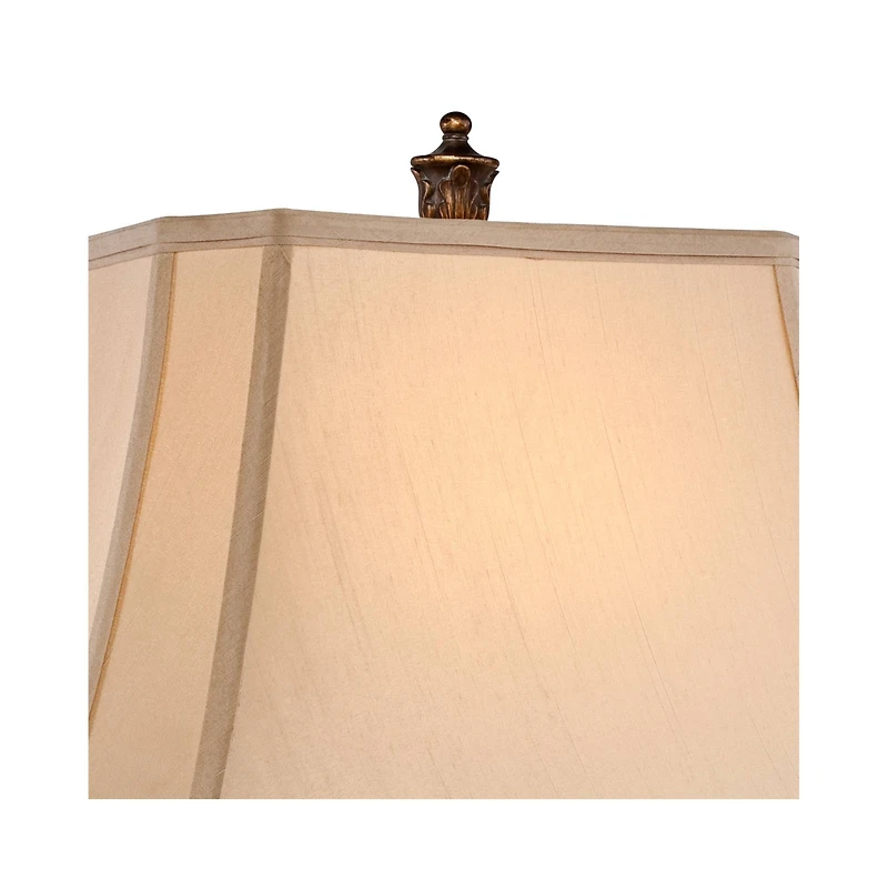 Barnes and Ivy Leafwork Vase 32 1/2" Tall Large Traditional End Table Lamp Brown Wood Finish Tan Rectangular Shade Living Room
