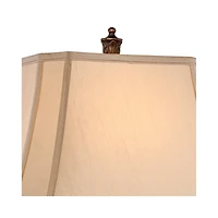 Barnes and Ivy Leafwork Vase 32 1/2" Tall Large Traditional End Table Lamp Brown Wood Finish Tan Rectangular Shade Living Room