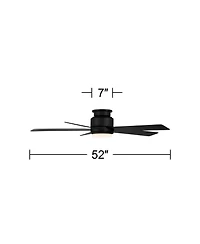 52" Casa Vieja Modern Outdoor Hugger Ceiling Fan with Dimmable Led Light Remote Control Matte Black Damp Rated for Patio Exterior