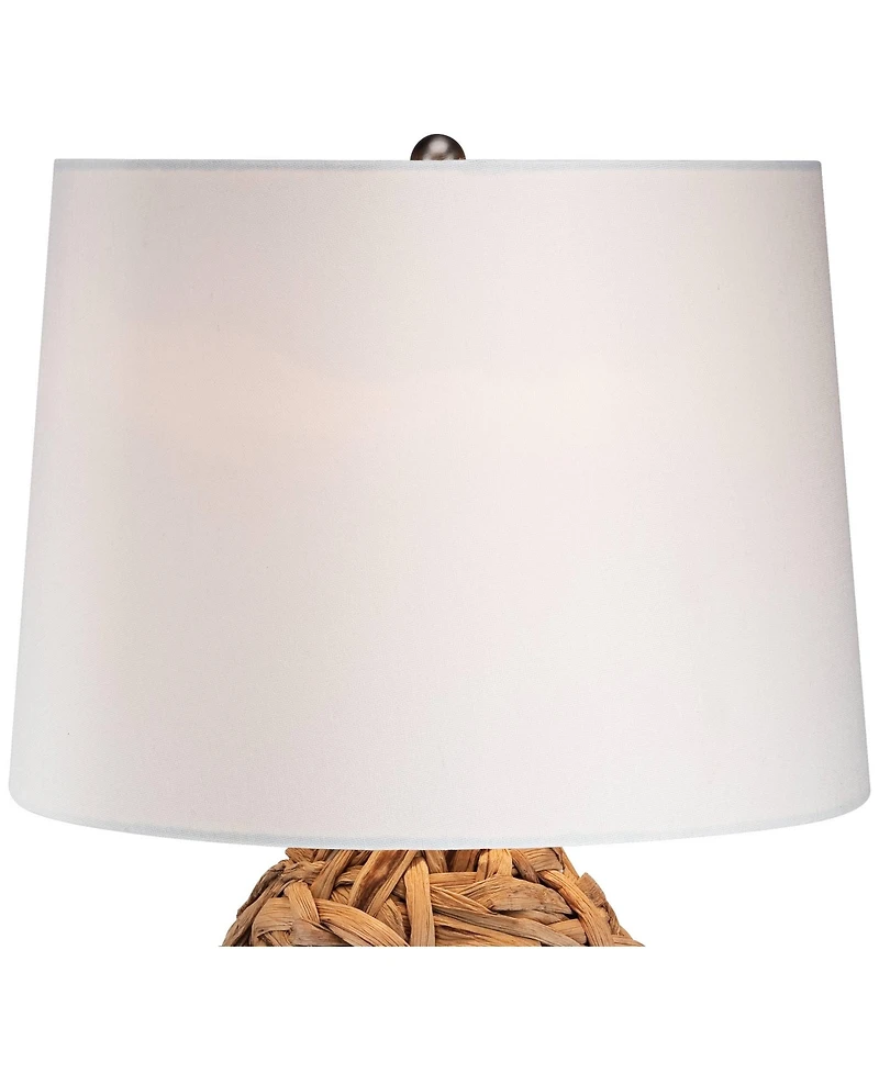 360 Lighting Nantucket Modern Coastal Table Lamp 26" High Natural Woven Seagrass White Drum Shade for Bedroom Living Room House Bedside Nightstan