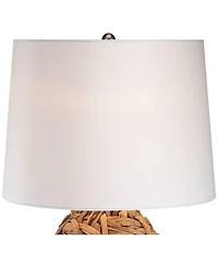 360 Lighting Nantucket Modern Coastal Table Lamp 26" High Natural Woven Seagrass White Drum Shade for Bedroom Living Room House Bedside Nightstan