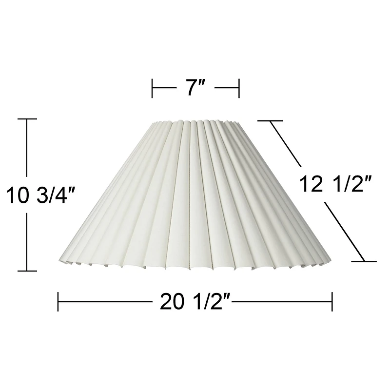 Springcrest Collection 7" Top x 20 1/2" Bottom x 10 3/4" High x 12 1/2" Slant Lamp Shade Replacement Box Pleat Spider Harp Finial