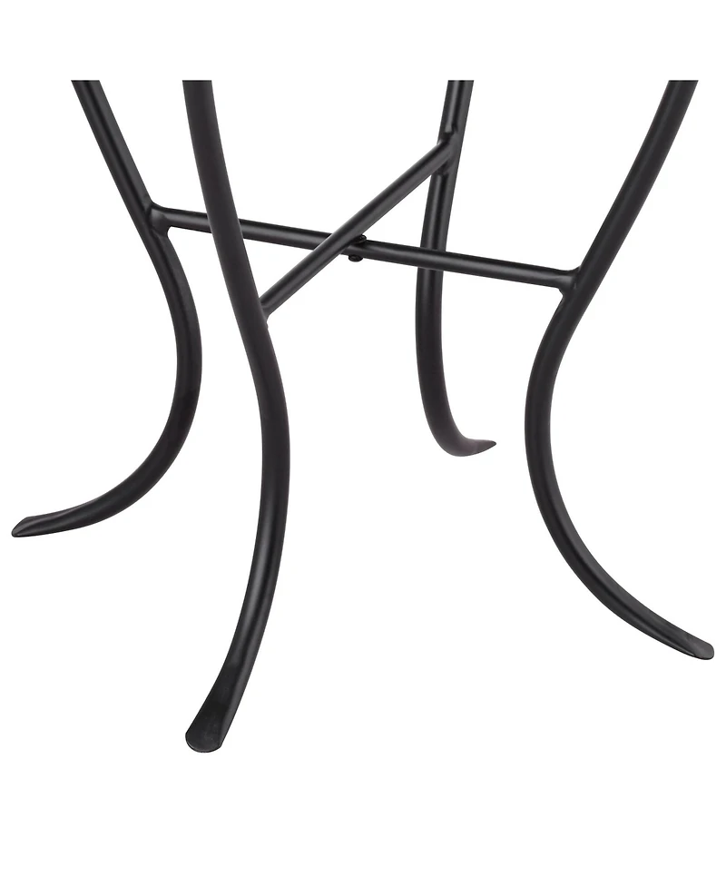 Zaltana Modern Black Metal Round Outdoor Accent Side Table 14" Wide Free-Form Mosaic Tile Tabletop Gracefully Curved Legs for Spaces Porch Patio Home