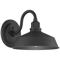Franklin Iron Works Arnett Rustic Industrial Farmhouse Outdoor Barn Light Fixtures Set of 2 Black Dusk to Dawn Gooseneck 10 1/2" for Exterior Dec