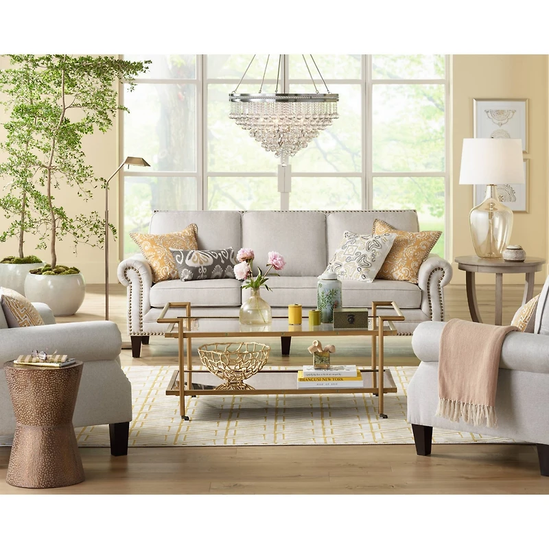 Possini Euro Design Ania 31" Tall Jar Large Modern End Table Lamp Champagne Glass Single Off-White Shade Living Room Bedroom