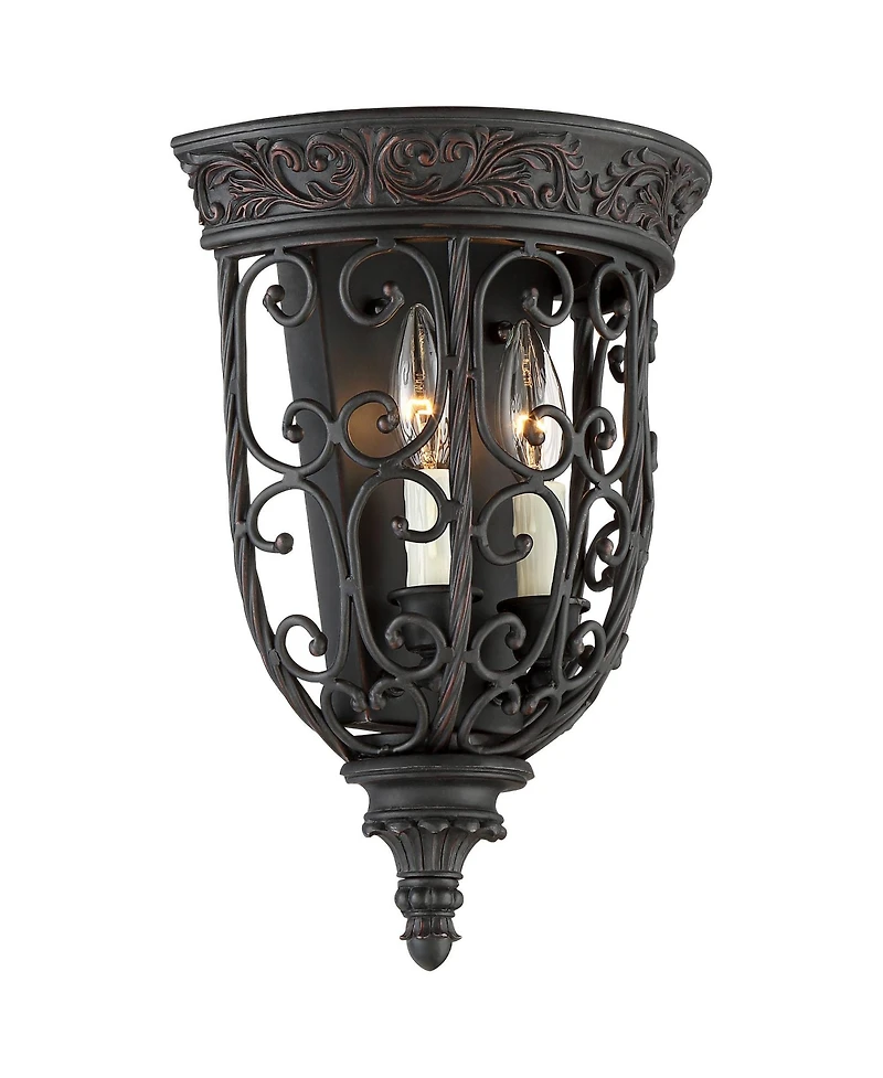 Franklin Iron Works French Scroll Rustic Wall Light Sconce Rubbed Bronze Hardwire 10 1/2" Fixture for Bedroom Bathroom Vanity Reading Living Room