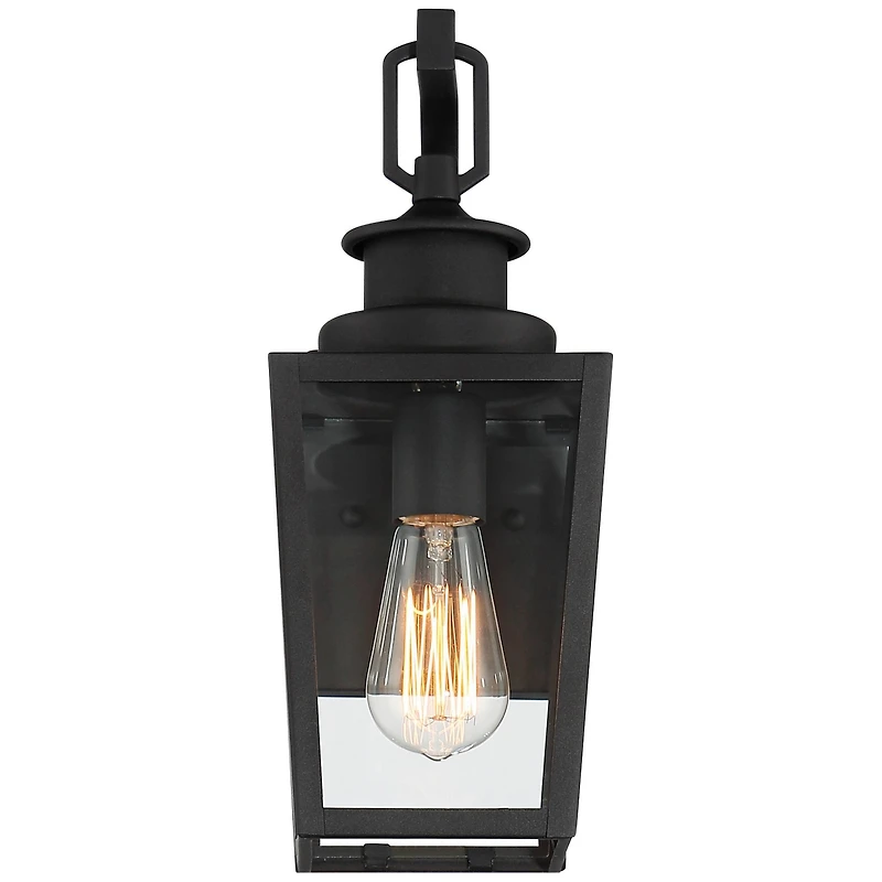 Ackerly 14" High Farmhouse Rustic Lantern Outdoor Wall Light Fixture Mount Porch House Exterior Outside Edison Bulb Weatherproof Textured Black Finish