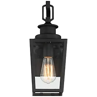 Ackerly 14" High Farmhouse Rustic Lantern Outdoor Wall Light Fixture Mount Porch House Exterior Outside Edison Bulb Weatherproof Textured Black Finish