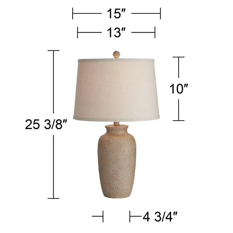 Regency Hill 25 1/2" High Farmhouse Rustic Coastal Table Lamps Set of 2 Beige Oatmeal Shade Living Room Bedroom Bedside Nightstand