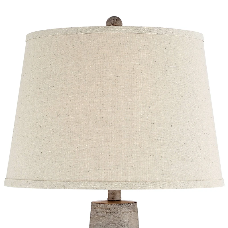 Regency Hill Glenn Rustic Country Cottage Table Lamps 27" Tall Set of 2 Brushed Gray Terra Cotta Beige Fabric Shade for Bedroom Living Room Night