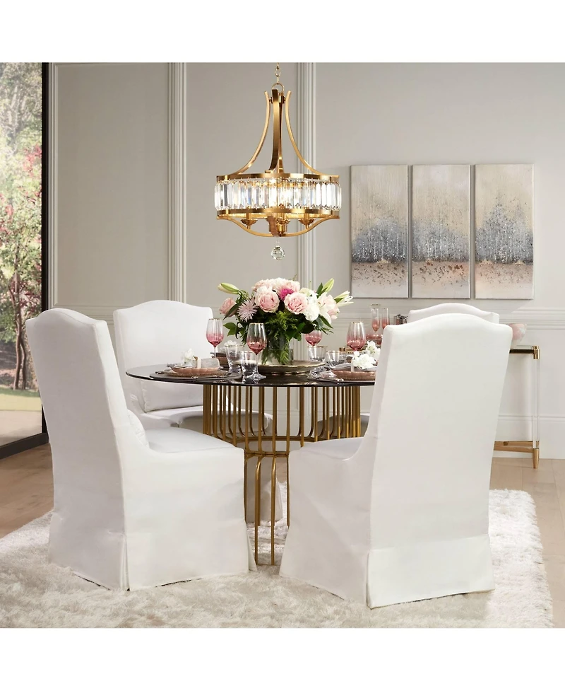 Possini Euro Design Prava Warm Brass Pendant Chandelier 21 1/2" Wide Modern Crystal 4-Light Fixture for Dining Room House Foyer Kitchen Island Be