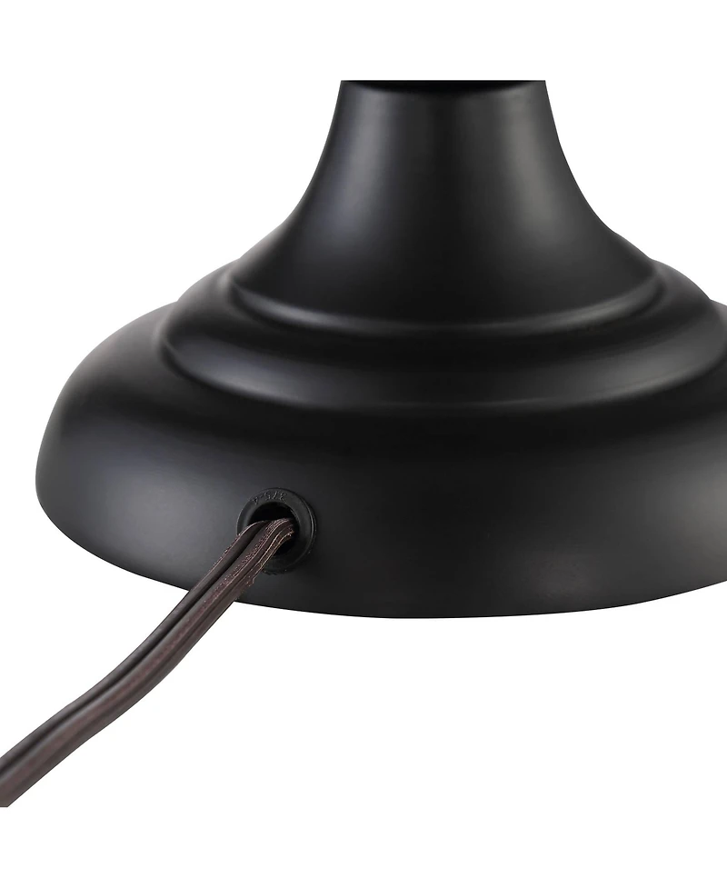 360 Lighting Joyce Modern Table Lamps 24" High Set of 2 Black Metal White Linen Tapered Drum Shade for Bedroom Living Room Bedside Nightstand Off