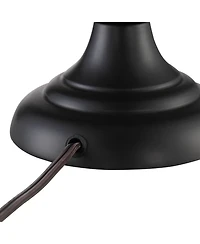 360 Lighting Joyce Modern Table Lamps 24" High Set of 2 Black Metal White Linen Tapered Drum Shade for Bedroom Living Room Bedside Nightstand Off